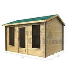 3.5m X 2.5m (12 X 8) Apex Log Cabin (2038) - Double Glazing + Single Door - 70mm Wall Thickness