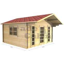 4m X 4m (13 X 13) Apex Log Cabin (2051) - Double Glazing + Single Door - 44mm Wall Thickness