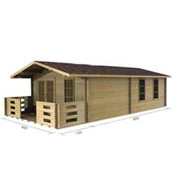 4m X 8m (13 X 26) Apex Log Cabin (2049) - Double Glazing + Double Doors - 70mm Wall Thickness