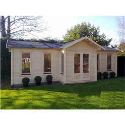 8.5m X 4.5m (28 X 15) Apex Reverse Log Cabin (2127) - Double Glazing - 70mm Wall Thickness
