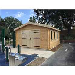 4m X 5m (13 X 16) Premier Garage Log Cabin - Double Glazing - 70mm Wall Thickness