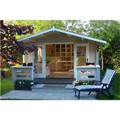 4m X 3m (13 X 10) Apex Log Cabin (5120) -  Double Glazing + Double Doors - 44mm Wall Thickness