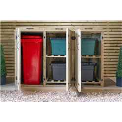 Wheelie Bin And Recycling Box Triple Chest Store - 1 X Wheelie Bin + 4 X Recycling Boxes