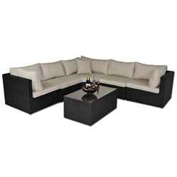6 Seater - 4 Piece - Large Mocha Brown Corner Set - Free Next Working Day Delivery (mon-Fri)