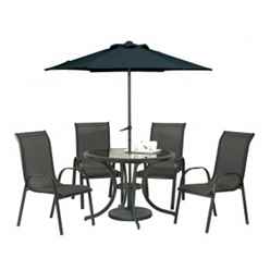 4 Seater Set - 6 Piece - Black Cayman With Free Parasol - Free Next Working Day Delivery (mon-Fri)