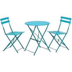 2 Seater Blue Folding Padstow Bistro Set - Free Next Working Day Delivery (mon-Fri)