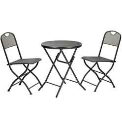 2 Seater Graphite Grey Folding Cafe Espresso Bistro Set - Free Next Working Day Delivery (mon-Fri)