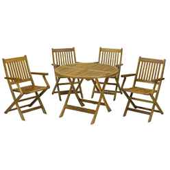 4 Seater - 5 Piece - Manhattan Dining Set With 4 Folding Armchairs + Table - Free Next Working Day Delivery (mon-Fri)