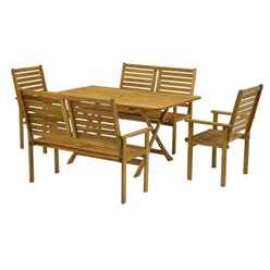 6 Seater - 5 Piece - Napoli Bench Dining Set With Napoli Table, 2 Benches And 2 Armchairs - Free Next Working Day Delivery (mon-Fri)