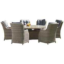 6 Seater - 7 Piece - Deluxe Rattan Elipse Oval Highback Comfort Dining Set - Table With 6 Highback Comfort Chairs Including Cushions - Free Next Working Day Delivery (Mon-Fri)