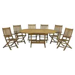 6 Seater - 7 Piece - Turnbury Dining Set With A Rectangular Extension Table & 6 Manhattan Folding Armchairs - Free Next Working Day Delivery (mon-Fri)