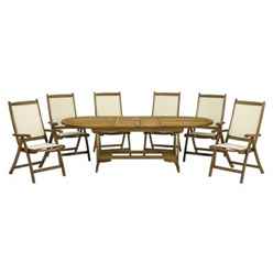 6 Seater - 7 Piece - Edinburgh Dining Set With Edinburgh Extension Table V Leg With 6 Henley Recliner Chairs - Free Next Working Day Delivery (mon-Fri)