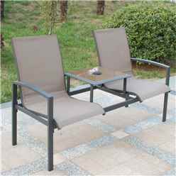 2 Seater - Taupe Companion Seat - Anthracite Frame & Textylene - Free Next Working Day Delivery (mon-Fri)
