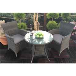 2 Seater - 3 Piece - Madison Bistro Set - 70cm Round Table With 2 Classic Chairs Incl. Cushions - Free Next Working Day Delivery (mon-Fri)