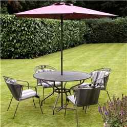 4 Seater - 5 Piece -Elegance Dining Set - 120cm Round Table With 4 Stacking Elegance Chairs- Free Next Working Day Delivery (mon-Fri)
