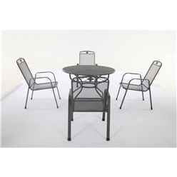 4 Seater - 5 Piece -Savoy Dining Set - 105cm Round Table With 4 Stacking Savoy Chairs - Free Next Working Day Delivery (mon-Fri)