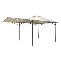 Steel Waterproof Gazebo With Awning - Ecru- 3.3x3.3m - Free Next Working Day Delivery (mon-Fri)