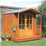 Installed 7 X 7 (2.05m X 1.98m) - Premier Wooden Summerhouse + Veranda - Double Doors - 12mm T&g Walls & Floor Installation Included