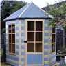 Installed 6 X 7 (1.87m X 2.16m) - Premier Wooden Hexagonal Summerhouse - Single Door - 12mm T&g Walls & Floor Installation Included