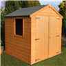 Installed -  6 X 6 (1.79m X 1.79m) - Tongue And Groove - Apex Garden Shed / Workshop - 1 Opening Window - Double Doors - 12mm Tongue And Groove Floor Installation Included