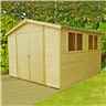 Installed - 10 x 10 (2.99m x 2.99m) - Tongue And Groove - Wooden Garden Shed / Workshop - 6 Windows - Double Doors - 12mm Tongue And Groove Floor Installation Included