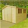 Installed - 10 X 10 (2.99m X 2.99m) - Tongue And Groove - Wooden Garden Shed / Workshop - 6 Windows - Double Doors - 12mm Tongue And Groove Floor Installation Included