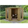 Installed Arlington Premium Tongue & Groove 8ft X 8ft Corner Summerhouse (3.46m X 2.80m) - Core (bs)