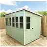 8 x 6 - Tongue And Groove - Pent Potting Shed - 2 Opening Windows - Single Door - 12mm Tongue And Groove Floor & Roof 