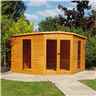 10 x 10 (2.99m x 2.99m) - Premier Corner Wooden Summerhouse - Double Doors - 12mm T&g Walls - Floor - Roof 