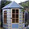 Installed 6 X 7 (1.87m X 1.87m) - Premier Pressure Treated Hexagonal Wooden Summerhouse - Single Door - 12mm T&g Walls & Floor Installation Included