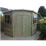 8 x 8 - Pressure Treated Tongue And Groove - Corner Shed - 2 Opening Windows - Double Doors - 12mm Tongue And Groove 