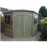 8 X 8 - Pressure Treated Tongue And Groove - Corner Shed - 2 Opening Windows - Double Doors - 12mm Tongue And Groove