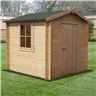 2.4m X 2.4m Premier Apex Log Cabin With Single Door And Opening Side Window + Free Floor & Felt (19mm)