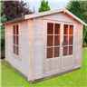 2m X 2m Premier Apex Log Cabin With Double Doors + Free Floor & Felt (19mm)