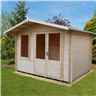 Installed - 3.3m X 3m Premier Log Cabin With Half Glazed Double Doors + Single Window + Free Floor & Felt (19mm) Installation Included