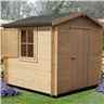 Installed -  2m x 2m Premier Apex Log Cabin With Single Door And Window Shutter + Free Floor & Felt (19mm) Installation Included 