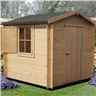 Installed -  2m X 2m Premier Apex Log Cabin With Single Door And Window Shutter + Free Floor & Felt (19mm) Installation Included