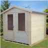 Installed - 2.7m x 2.7m Premier Apex Log Cabin With Single Door And Window + Free Floor & Felt (19mm) Installation Included 