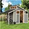 OOS PRE-ORDER 7 x 10 Skylight Shed With Lean To - Double Doors -19mm Tongue And Groove Walls, Floor + Roof - Painted With Light Grey