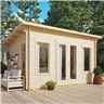 4.4m X 3.4m Sanctuary Pent Log Cabin - 28mm Wall Thickness (14 X 11)