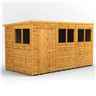 12 X 6 Premium Tongue And Groove Pent Shed - Single Door - 6 Windows - 12mm Tongue And Groove Floor And Roof