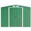 OOS - BACK JULY/AUGUST 2022 - 8 X 8 Value Apex Metal Shed - Green (2.62m X 2.42m)