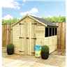 10 X 6  Super Saver Pressure Treated Tongue And Groove Apex Shed + Double Doors + Low Eaves + 3 Windows