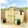 7 X 6  Super Saver Pressure Treated Tongue & Groove Apex Shed + Double Doors + Low Eaves + 1 Window