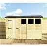 14 x 4  Reverse Super Saver Pressure Treated Tongue And Groove Apex Shed + Single Door + High Eaves 72" + 3 Windows
