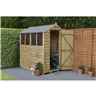 6ft x 4ft (1.3m x 1.8m) Overlap Pressure Treated Apex Shed With Single Door And 4 Windows - Modular