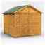 8 x 8 Security Tongue and Groove Apex Shed - Double Doors - 4 Windows - 12mm Tongue and Groove Floor and Roof