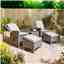 2 Seater Natural Stone Rattan Weave Garden Reclining Lounger Set