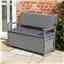 2 Seater Hardwood Timber Framed Rattan Weave Garden Bench - Grey