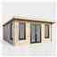 4.8m x 4.2m (16ft x 14ft) Premium 44mm Pent Log Cabin - uPVC Double Doors and Windows - EPDM Rubber Roof Covering - CENTRAL DOOR